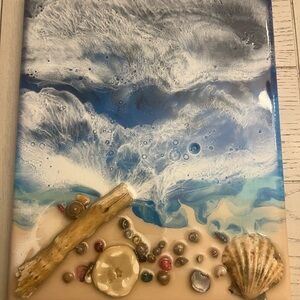 Ocean Wave Resin Art with Seashells